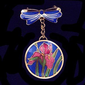 SITI CLOISONNE  ORCHID FLOWER/BOW BROOCH - JOEFPP1